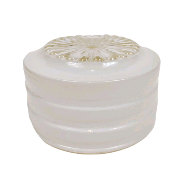 Vintage Ribbed Frosted White Clear Glass Ceiling Light Shade Drum Flush Mount 6" - Picture 1 of 9